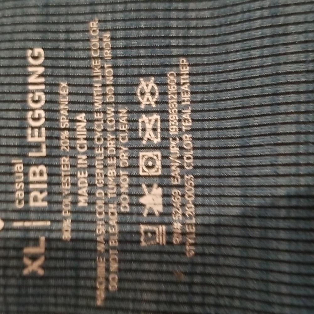 Ribbed leggings teal color like new condition szXL side pockets - Picture 4 of 5